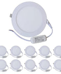 Pack of 10 LED Recessed Panel Light 6 Inch 12W Ultra Thin Round With Driver Non Dimmable 6000K Super Bright Cool White