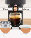 Refillable Vertuo Next Coffee Capsule Pro Grade Set With Stainless Steel Cap Reusable Pods vs Original VertuoLine capsule