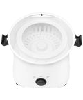 Top view of Professional Electric Potato Peeler And Auto Vegetable Spinner, white ABS frame, designed for fast meal prep.