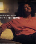 Woman enjoying hands-free comfort using Smart Toggle In-Wall Light Switch With No Neutral Wire, Bluetooth and 2.4GHz WiFi.