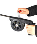 Portable Manual Hand Crank Air Blower Fire Up Campfires Fast Heavy Duty Metal Stoker Bellows Pump with easy grip handle.