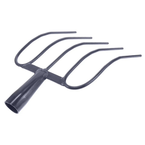 Heavy Duty Versatile Manure Fork With Solid Design For Outdoor Farming And Gardening, steel 5-prong tines, dark blue