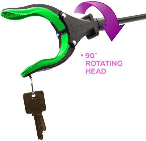 Heavy Duty 19 Inch Aluminum Magnetic Claw Grabber With LED Light Foldable Reacher Tool For Pickup And Trash Lightweight Gripper For Elderly Green Reaching Tool Long Reach Trash Picker