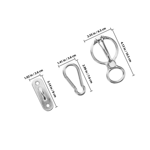 Stainless Steel Horse Stirrup And Tie Ring Set For Trailers And Show Ready Riders Durable Trailer Accessory Clip with measurements shown