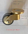 Set Of Four 25 Mm Solid Brass Casters With 1 Inch Rubber Wheels, 360 Degree Swivel, Round Cup Style, Load Capacity 150 Kg