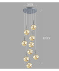 Modern Stair Chandelier Pendant Lights Indoor Lighting Ceiling Lamp for Living Room Indoor Lighting, 8 bulbs, 30cm diameter, 120cm height.