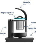 Premium 800Ml Electric Tea Maker Featuring Auto Water Pump And Secure Magnetic Lid, Smart Digital Temperature Kettle Set with handle and digital display.