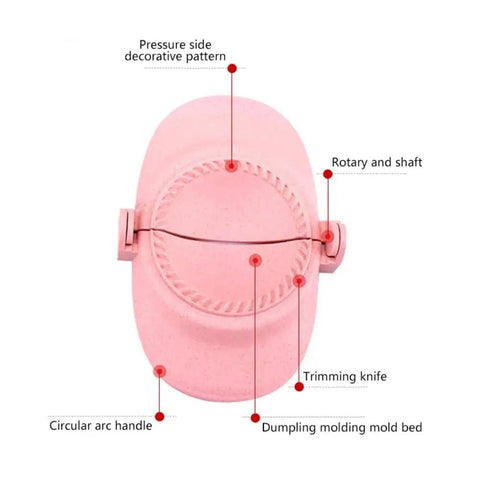 Hassle Free Wheat Straw Dumpling Press with decorative pattern, rotary shaft, and trimming knife for quick homemade ravioli.