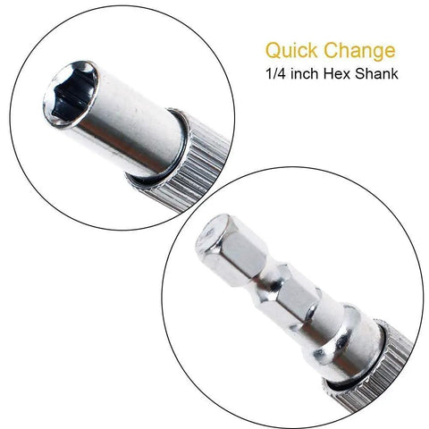 Two Piece Workhorse Flexible Extension Drill Bit Holder With Magnetic Quarter Inch Hex Shank Quick Change Flex Shaft Detail