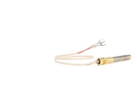 Thermopile Millivolt 60125501 OEM Replacement Part For Commercial Fryers shown with connected wire and metal tip.