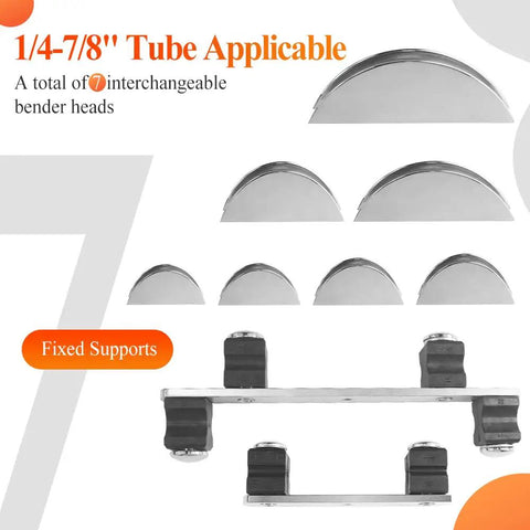 Hand Tube Bending Kit With Ratcheting Tubing Bender And Reverse Bending Attachments, 1/4 To 7/8 Inch OD HVAC Tubing Bender Interchangeable Heads