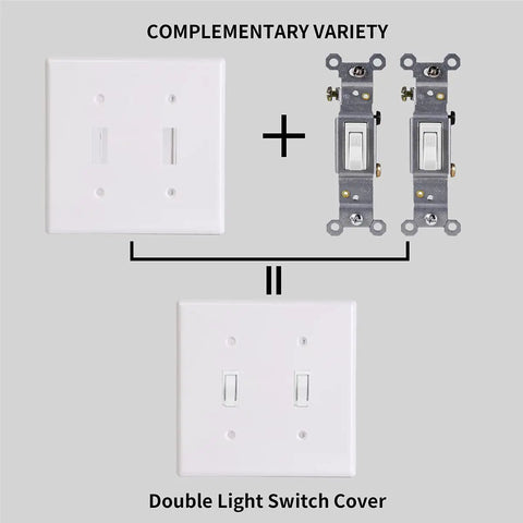 2-Gang Decorator Double Switch Plate Cover White 4-Pack With Screws For Easy Replacement Dual Light Switches Space Saving