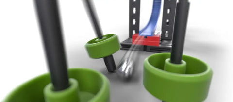 114-Component Build Your Own Ping Pong Bowling Expansion Kit For Creative Minds Ages 7 And Up, Perfect For Big Kids And Adults, Great For Family Fun And Brain Boosting Play. Green rings on black rods with silver ball and blue ramp