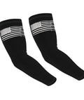 Straight Up Ice Silk Cooling Arm Sleeves With Classic American Flag feature a sleek black design ideal for outdoor use.