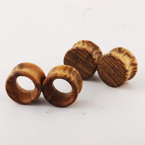 Natural Brown Wood Ear Tunnels Assorted Two Pairs Set Double Flared Expander Plugs For Ear Stretching Organic Wood Finish Ideal For 8mm To 16mm Gauges