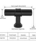 10 Pack Black Cabinet Knobs With Single Hole T Bar Pulls, 2 Inch Overall Length, 34mm Height, 12mm Diameter