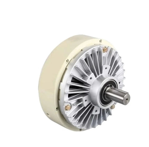 Close-up of Magnetic Powder Brake Clutch with tension control motor, electromagnetic system, metal construction for FL FZ PB PC series