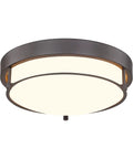 12 Inch Flush Mount Ceiling Light, 2 Light Close-To-Ceiling Fixture In Oil Rubbed Bronze Finish With Frosted Glass