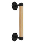 Wall Mount Premium Wooden Handrail For Indoor Stairs Built Tough With Heavy Duty Steel Brackets And Smooth Beech Wood Grip mounted to wall.