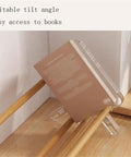Freestanding Bamboo Book Shelf For Home Office And Study with book on tilted rectangular hollow side panels