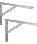 Top Notch Heavy Duty L Shape Shelf Brackets For Secure Wall Mounts, Corrosion Proof Stainless Steel Corner Supports, Easy Install Floating Rack Hardware, Built Like A Tank And Ready To Load Up, Set Of Two - Stainless steel wall brackets in silver color.