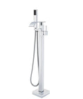 Freestanding Tub Filler With Handheld Shower Kit Floor Mounted Chrome Bath Faucet Easy One-Handle Control And Diverter For Tub Spout Or Hand Spray Includes 90cm Stainless Braided Hose For Quick Setup