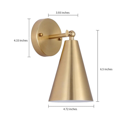 Gold Brass Wall Sconces Set Of 2 With Dope Adjustable Swing Arm Lamps And Metal Shades Modern Farmhouse Style Indoor
