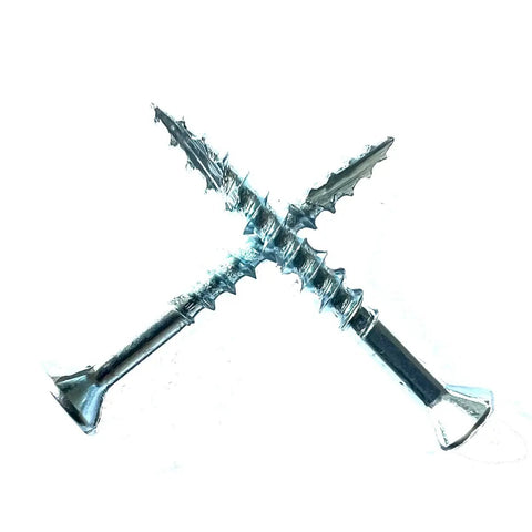 Built Different Type 17 Point Wood Screws With Sharp Nibs 120 Pack Flat Head Zinc Coated Steel Fasteners cross-section view.