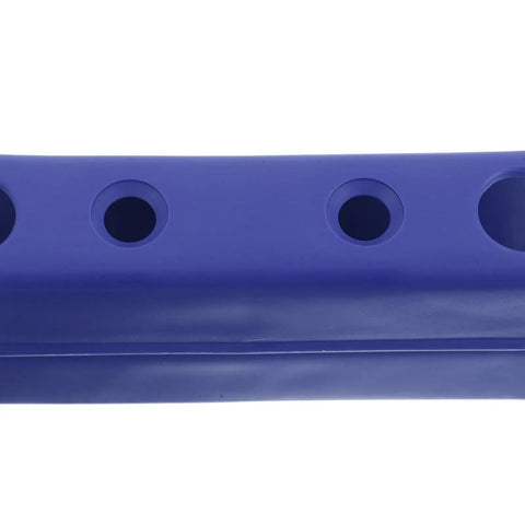 Close-up of blue Two Pack Playpen Rod Connector Kit for Indoor Baby Fence Panels with hole design for 2.5x5cm pipes.