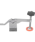 Pro Grade Non Slip Quick Release Toggle Clamp Set For Woodworking Jigs And Fixtures With Rubber Tip visible on a white background.