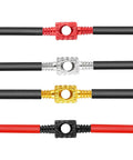 Colorful Bike Brake And Shift Cable Connectors Kit, 20 Pcs, 4 Color Set, red, silver, gold, black connectors with cables shown