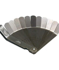 Front view of Lisle 68050 valve feeler gauge; steel blades fanned in a metal gauge for engine valve clearance.
