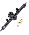 Metal Front And Rear Axle Set Upgrade for SCX24 RC Crawlers, showing durable black metal construction with brass components