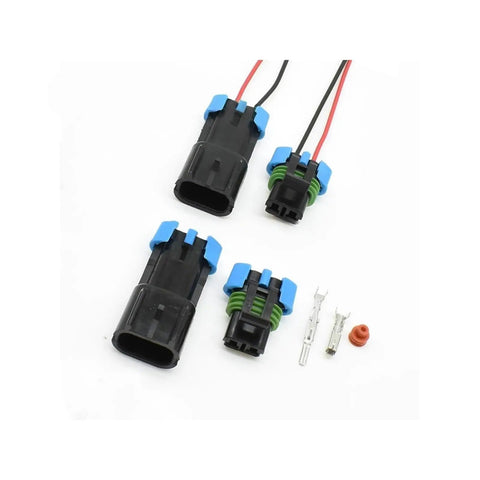 One Set 2 Pin Dark Grey Weather Pack Waterproof Connector Plug With Male Female Terminals For Auto Sensor Fan And Electronic Kit Replacement