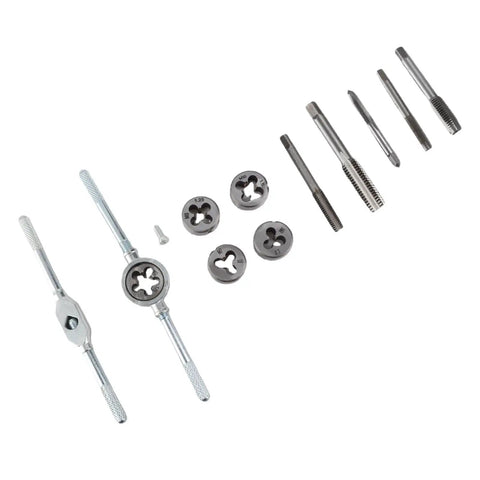 Top Pick Fafeicy High Speed Steel Tap And Die Set For Thread Repair Including 12 Pieces With Wear Screw Wrench Kit Perfect For Auto Home Maintenance Plus Machinery Work That Totally Gets the Job Done Right Now. 12-piece HSS tap and die set with wrench holders