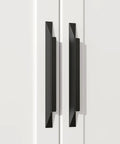 Matte Black Cabinet Handles 25 Pack 5 Inch Finger Pulls Long Cabinet Pulls Built To Last For Modern Kitchens And Bathrooms Easy Install Hardware With 128mm Hole Centers And Durable Aluminum Alloy Finish on white cabinets