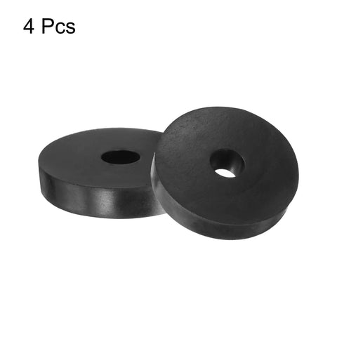 Four Pack Heavy Duty Rubber Vibration Damping Pads 50Mm Od 14Mm Id 10Mm Thick, black rubber pads for noise control under equipment.