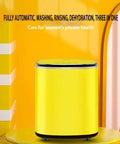 1Kg Portable Mini Washing Machine Featuring High Temp Boil Mode And Fully Automatic Controls For Underwear Socks And Baby Clothes Straight Up Hygienic Washes With Zero Hassle In A Space Saving Design That Really Shines, side view in vibrant yellow color.