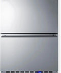 Top Shelf 24 Inch Two Drawer Freezer Stainless Steel Body front view with digital temperature display and sleek design.