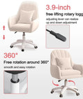 Cozy Velvet Desk Chair With Pillow Upholstered Vanity Chair For Girls And Women, Home Office Computer Task Chair With Wheels