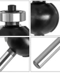Close-up of Four Piece Round Over Router Bit Set With 1/4 Inch Shank and Premium Carbide Tipped Blades, showing blade design.