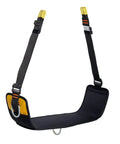 Franklin Work Positioning Seat For Fall Arrest Harnesses with Rock and Lock buckles, wide comfortable sitting area, black and yellow design