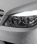 Error Free LED T10 Bulbs For Mercedes W204 C300 C350 Eyebrow And Eyelid Lights installed showing bright headlight