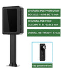 Heavy Duty Outdoor EV Charger Lock Box With Key, Black 27.5 Inches, shown with detailed dimensions and key lock feature.