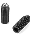 Heavy Duty M10 Threaded Ball Plungers 10 Pack Carbon Steel, close-up of two plungers showing hex head and ball tip.