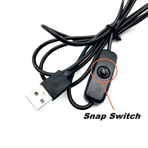 USB cable with snap switch for Big Chip 395 Nanometer UV Nail Light With Gooseneck Clamp On The Go Portable Resin Curing Lamp 5V USB Input 2W