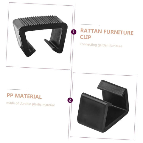 Close-up of 8 Pieces Rattan Furniture Clips Outdoor Sofa Sectional Connectors with PP material and textured surface