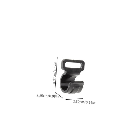 10 Pack Plastic Tent Pole Hooks For Glamping And Camping Gear Hanger, Movable Canopy Hook Organizer, black plastic hook with measurements