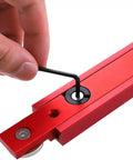 Heavy Duty Anodized Aluminum Miter Bar And T Slot Track Rail Featuring Rock Solid Build And Ultra Smooth Glide Designed For Beefy Woodshop Jigs Sleds Router Tables 300mm Red being adjusted with an allen wrench.