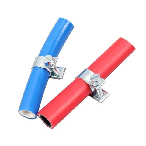 Ultimate 135Pcs Hose Clamp Set With Double Ear Worm Drive Design For Fuel And Water Pipes Ranging From 8MM To 18mm Perfect For Any Auto Or Home Repair Gig. stainless steel clamps on blue and red hoses